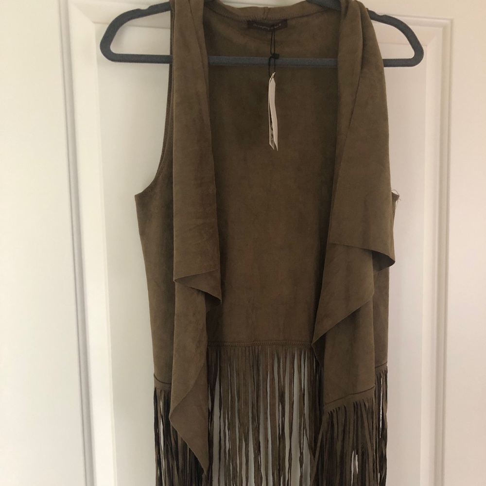 NWT Faux Suede Fringe Vest!